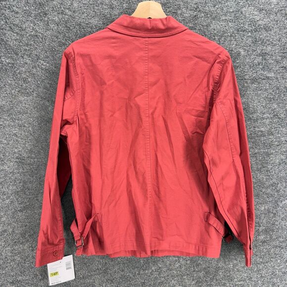 New Sag Harbor Jacket Women 14P Petite Pink Button Collared Long Sleeve Cotton - Picture 2 of 7